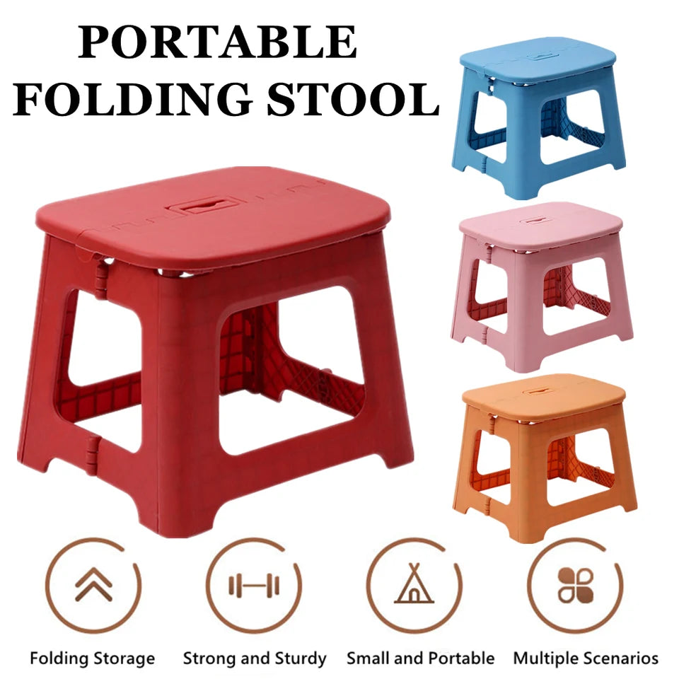 Folding Step Stool, Holds Up to 300 Lb Plastic Foldable Step Stools for Kids with Handle Collapsible Stools for Home and Outdoor