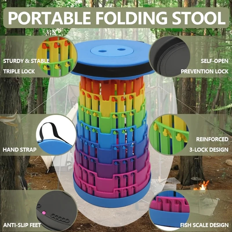 Upgraded Foldable Stool Thickened, Portable Collapsible Stool Retractable Stool for Fishing, Hiking Tours, BBQ, Parties, Outdoor